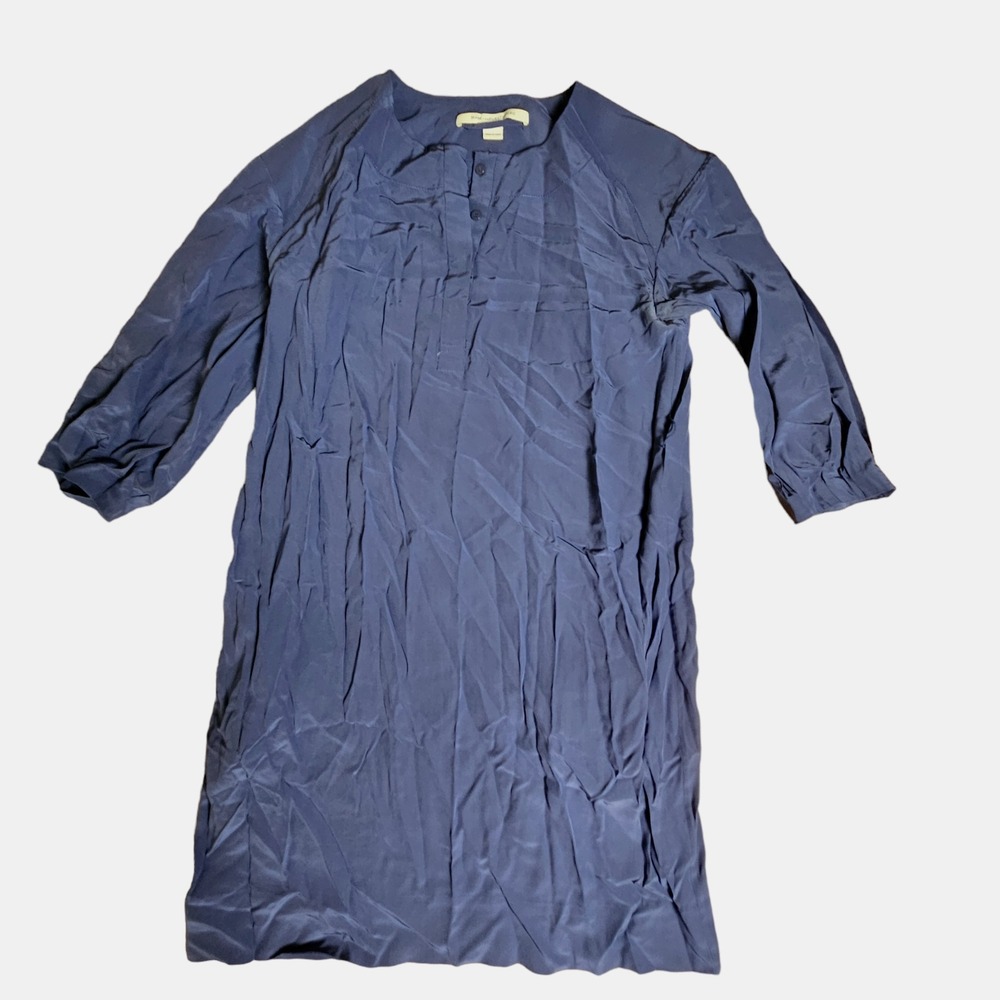 Diane Vonโ Furstenberg Silk Henley Shift Dress 3/4 Sleeve Navy Womens 6 Classic